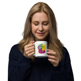 A Singer With A Microphone Stand White Glossy Mug - Beyond T-shirts